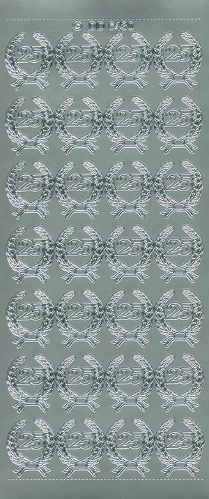 6430 - 25 i laurb�rkrans  - stickers - �rstal s�lv